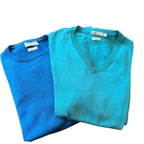Men's Peter Millar Soft Blue Green Sweaters - Picture 3 of 7
